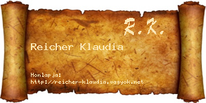 Reicher Klaudia névjegykártya